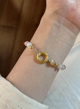 S925纯银金色平安扣编绳手链女