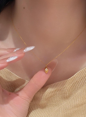 S925纯银金色拉丝马眼吊坠项链女