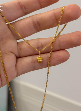 金色拉丝小栗子项链小众设计秋冬