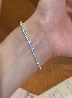 S925纯银色做旧中古叶子手链女