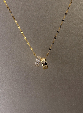 S925纯银镶钻金色小蛮腰项链女