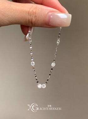 S925纯银色闪钻手链女