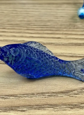 水晶鱼摆件七彩大小彩色鱼鲤鱼小金鱼水晶装饰品家居客厅玻璃摆件