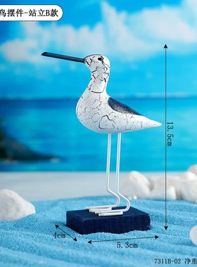 地中海木质创意裂纹海鸟装饰品拍摄道具家居玄关客厅酒柜桌面摆件