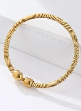 不锈钢磁石手镯开口手环双磁性健康控脂饰品配饰