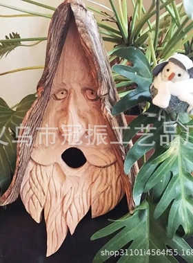 鸟窝春天的气息人脸鸟窝树脂创意庭院摆件设计装饰艺术