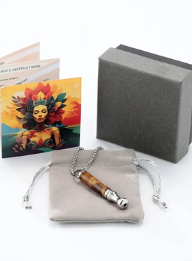 虎眼石项链天然石圆管内置棉芯呼吸阻力冥想减压饰品钛钢