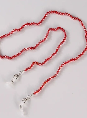 新款热卖欧美时尚红色水晶口罩链眼镜链防丢耳机配饰项链链条