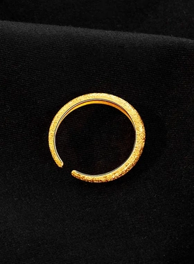 s925银古法磨砂素银戒指女简约小众开口满天星食指环指戒