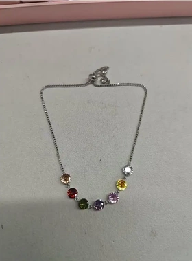 锆石彩色圆形抽拉式手链韩系ins小众设计感手环轻奢高级感手饰女