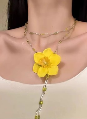 浪漫格桑花 小众森系优雅项链清爽耳钉纯欲气质项链清新锁骨链女