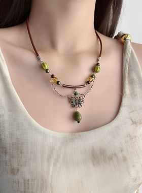 波希米亚民族风蝴蝶项链女锁骨链高级感轻奢小众颈链2025新款饰品