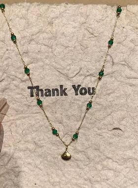 「薄荷种子」复古贝壳吊坠项链