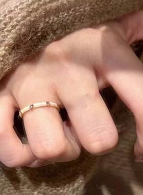 多巴胺复古彩色锆石珐琅戒指