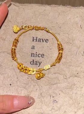 新中式黄金色葫芦盘缠手链古法小众高级感手串国风精致轻奢手饰