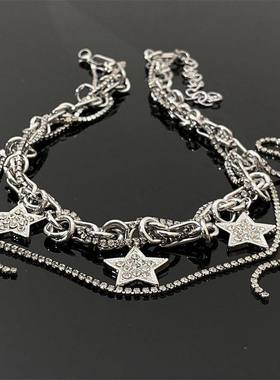 星星暗黑项链亚比风文化冷淡风甜酷辣妹多层钛钢锁骨链y2k配饰