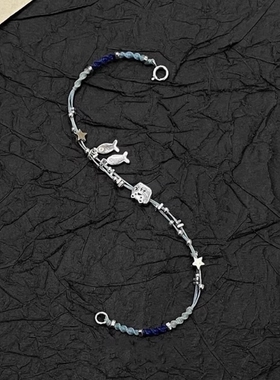 深海小猫小鱼手链编织手绳手工diy材料包送闺蜜对象礼物情侣手链