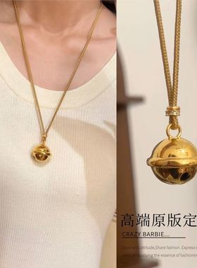金色铃铛项链女款2025新款爆款轻奢小众高级感毛衣链配饰早秋新品