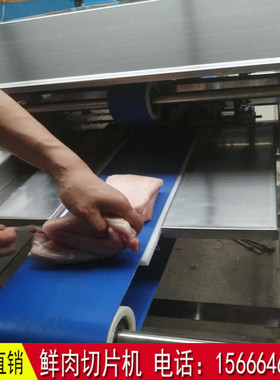不锈钢鲜肉切片机水平鸡胸肉里脊肉开片机连续式猪肉鸡胗分片机