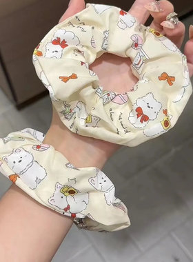 日系多巴胺可爱甜美爆款小狗少女卡通方巾大肠发圈头绳肠圈发饰女