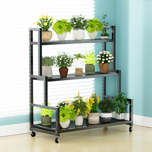 花架客厅落地式室内家用阳台置物架多层镀锌铁艺花架绿萝植物摆放 - 图1