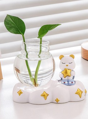 花瓶水培器皿治愈情绪稳定v小摆件办公室桌面工位解压房间改造好