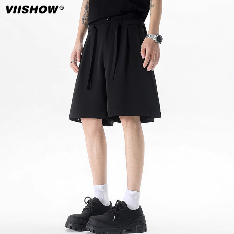 VIISHOW户外冰丝速干纯色垂感西裤短裤男女高级感百搭休闲五分裤,淘宝优惠券,粉丝福利购,淘宝优惠卷