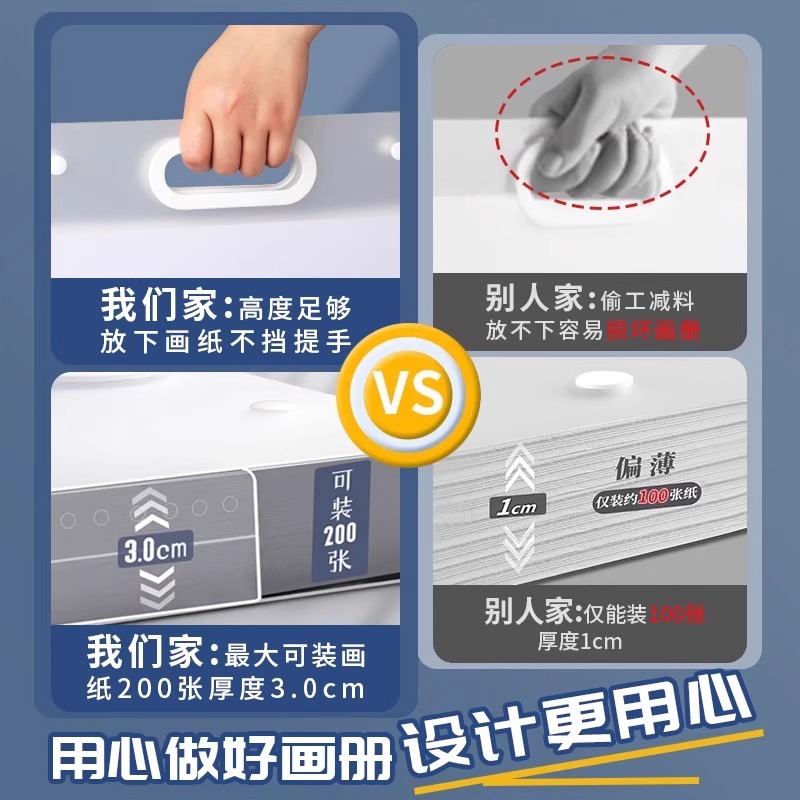 画册收纳册4k美术作品集素描绘画画纸A3画稿画夹文件资料册画作 - 图2