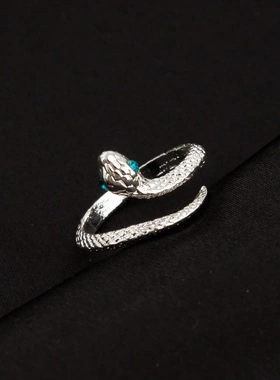猫咪小蛇戒指女ins小众设计开口可调节指环个性冷淡风食指戒尾戒