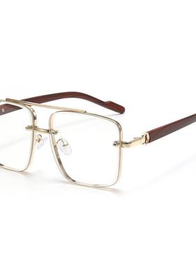 新款金属双梁方框木纹腿太阳镜欧美潮流墨镜男士驾驶太阳眼镜