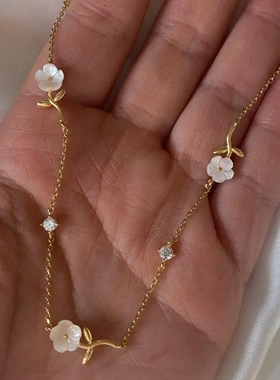 欧赞ins四项链雪花锆石项链吊坠复古满钻铜镀真金18k保色