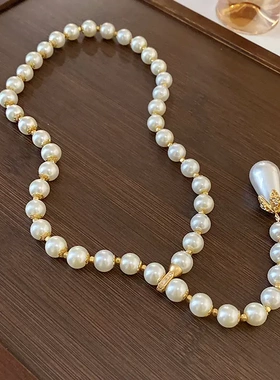 真金电镀珍珠镶钻花朵项链小众时尚百搭锁骨链气质轻奢高级感饰品