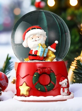 圣诞节装饰品七彩发光水晶球音乐盒少儿玩具创意圣诞礼物橱窗摆件