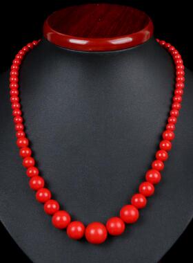 红色朱砂塔链平颈链本命年毛衣链项链女款平安链送妈妈礼物