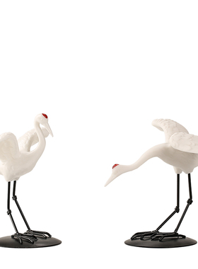 陶瓷白鹤动物摆件盆栽q假山水景造景微景观装饰工艺品桌面装饰品