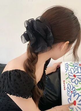 欧根纱法式温柔洋气褶皱韩版ins