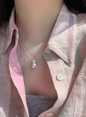 曼塔玫瑰戴妃款项链女 法式轻奢精致珍珠锆石项链ins通勤