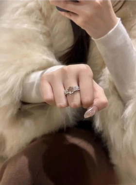 新中式戒指小众设计独特水沫玉冰月戒指送女友礼物