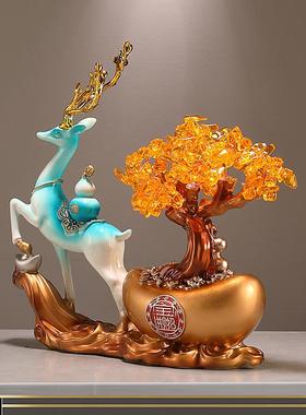 新中式称心如意鹿装饰布置用品客厅电视柜桌面上摆件乔迁新居礼品