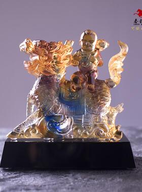 琉璃送子麒麟摆件金童玉女家居装饰品结婚礼物特色工艺品古法制作