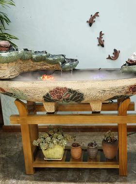 开业礼品假山h流水喷泉摆件落地水景招财客厅轮鱼缸创意加湿器