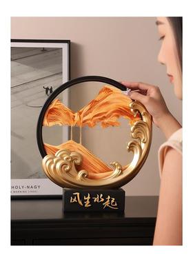 轻奢风生水起流沙画摆件家