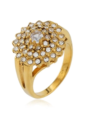 欧美热销 轻奢风铸造镶满钻镶锆石钛钢戒指女 高级不锈钢饰品