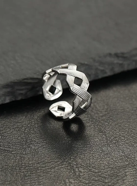 新品不锈钢油压开口可调节饰品个性圆形镂空几何图案戒指