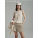 Le Grenat spring and summer women's crochet doll collar cardigan handmade lace sleeveless vest set two-piece