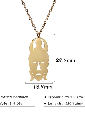 网红嘻哈风个性男女街头万圣部落面具三吊坠项链直销
