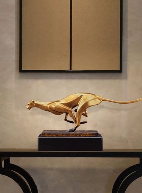 招财金钱豹客厅入门玄关摆件高级工艺品办公室公司开业礼品装饰品