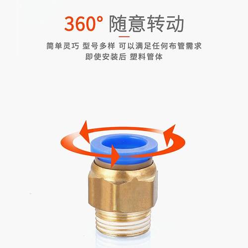 气动气管快速快插接头螺纹直通PC4-M5-03 PC6-M5 PC12-04 PC16 - 图1