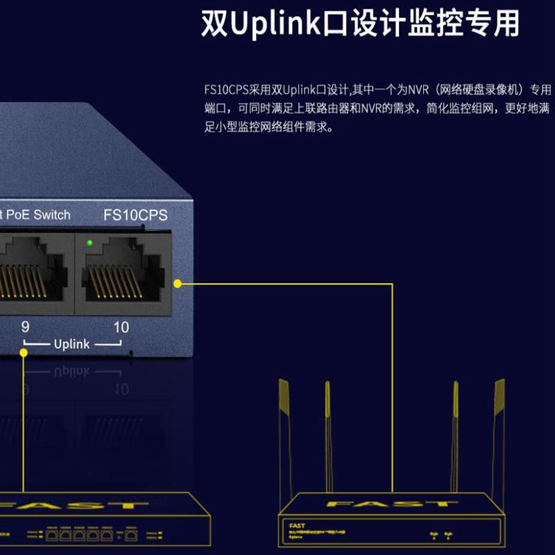 FAST迅捷POE交换机5/6/8/9/10/16/18/24口48V网线监控供电摄像头 - 图2