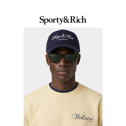 [春夏新品]Sporty&Rich 男女同款字母logo潮酷可调节棒球帽 - 图2